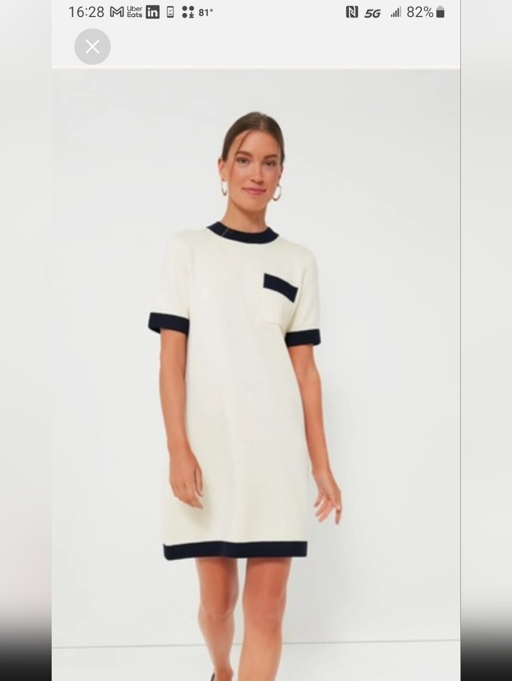 Tuckernuck Cream Midi Shift Dress with Navy Trim - NWT!